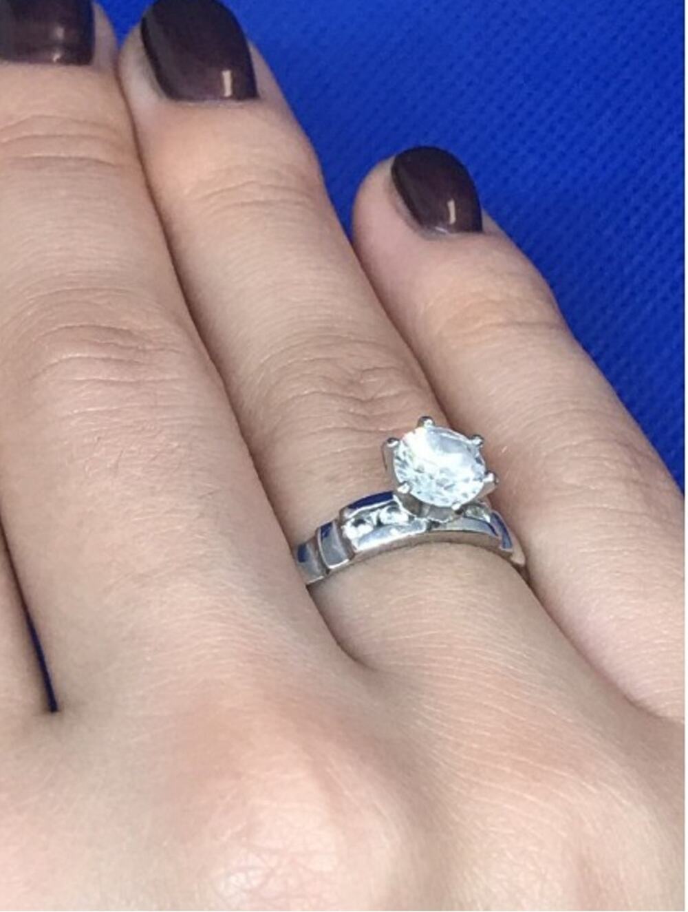 Engagement Ring with 10K white gold plated Size 6.5